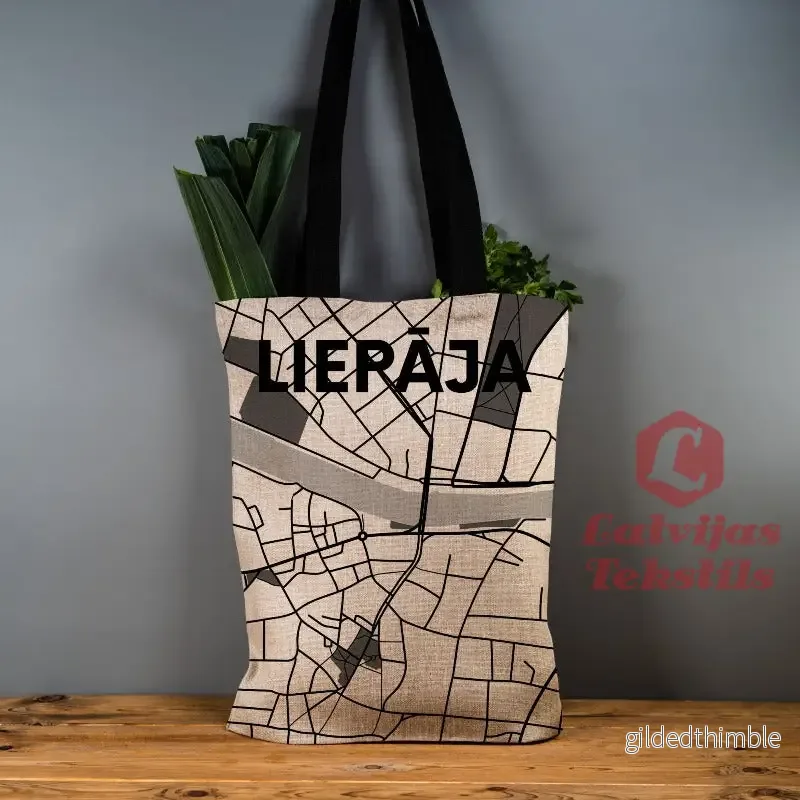 Pelēka lina auduma maisiņš "Liepāja"