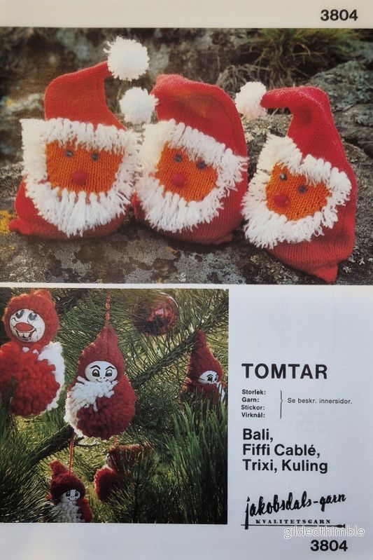 Vintage originalmönster - Stickade tomtar