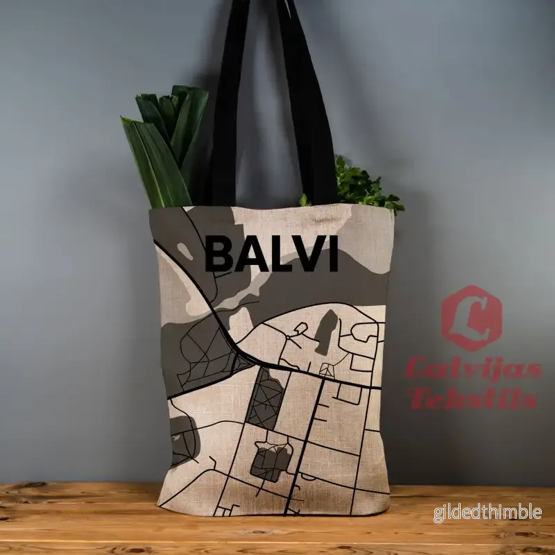 Pelēka lina auduma maisiņš ”Balvi”