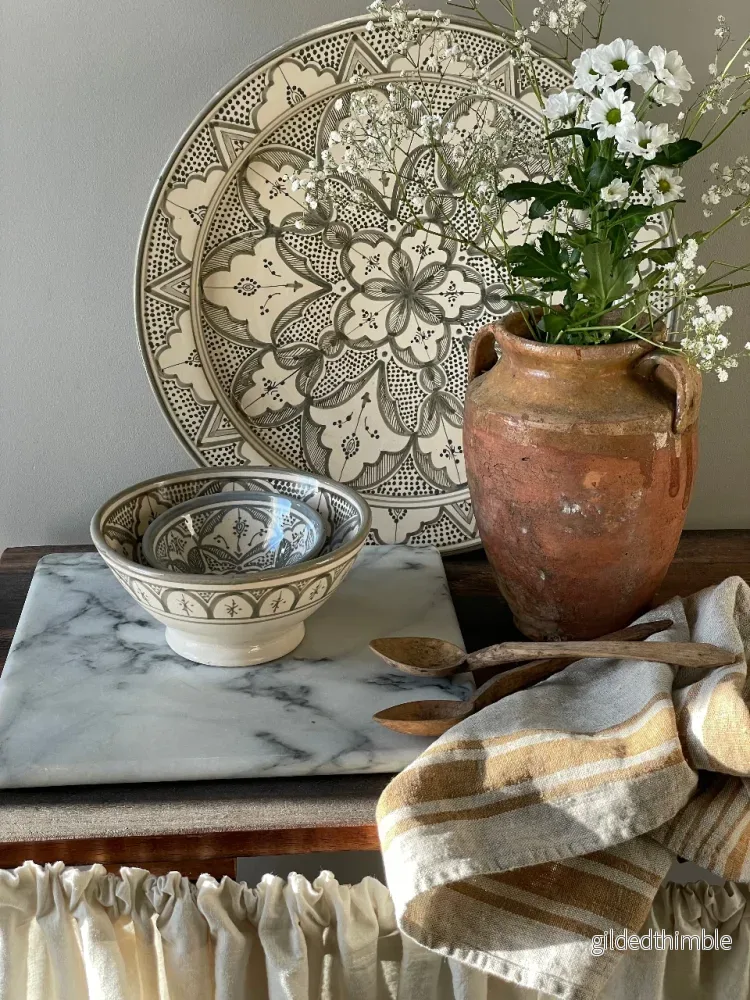 Marockanskt handgjort keramikfat 'Safi' Grey 40cm - Bild 2