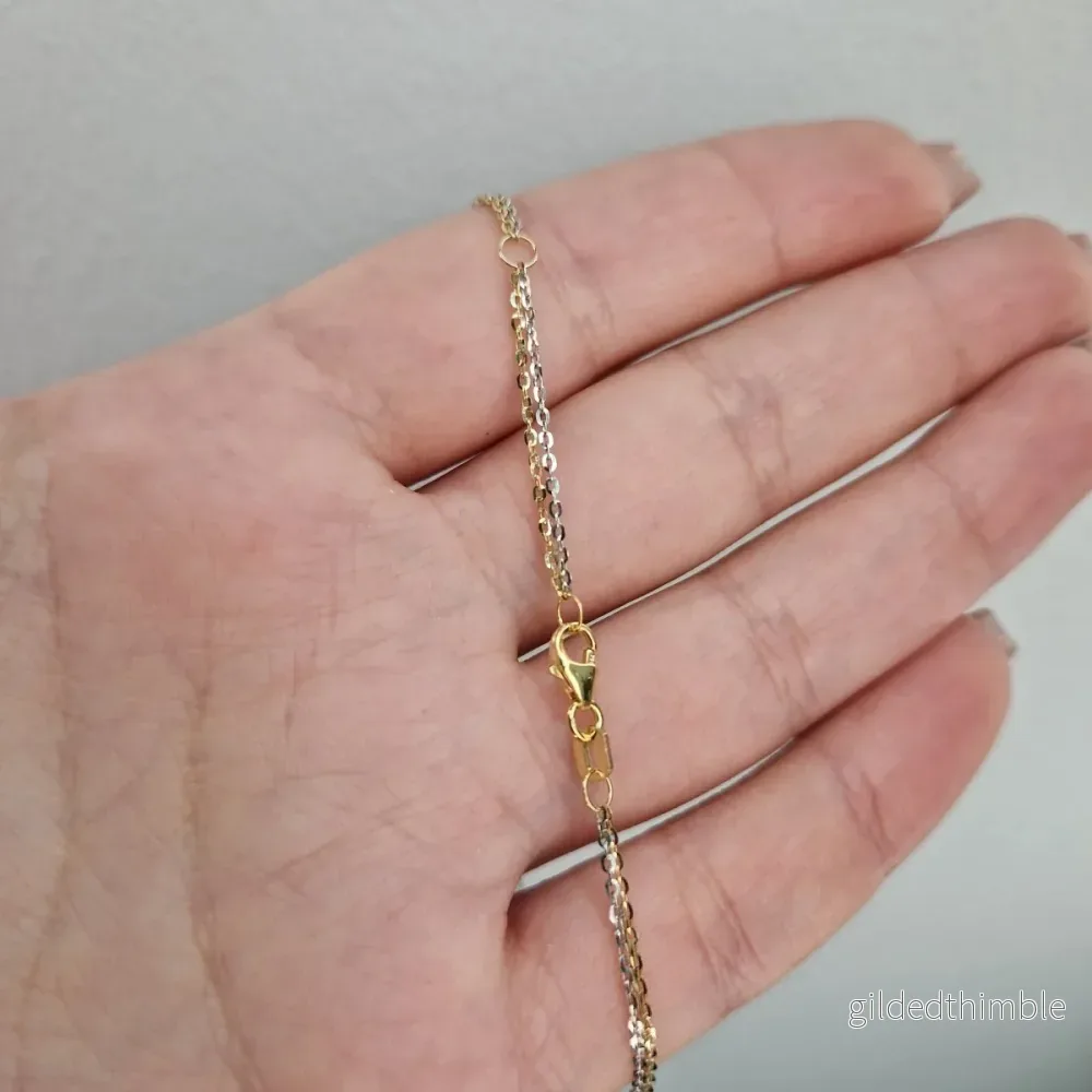 Hängsmycke ovala ringar tvåfärgat 18k guld med 2 kedjor - Bild 3
