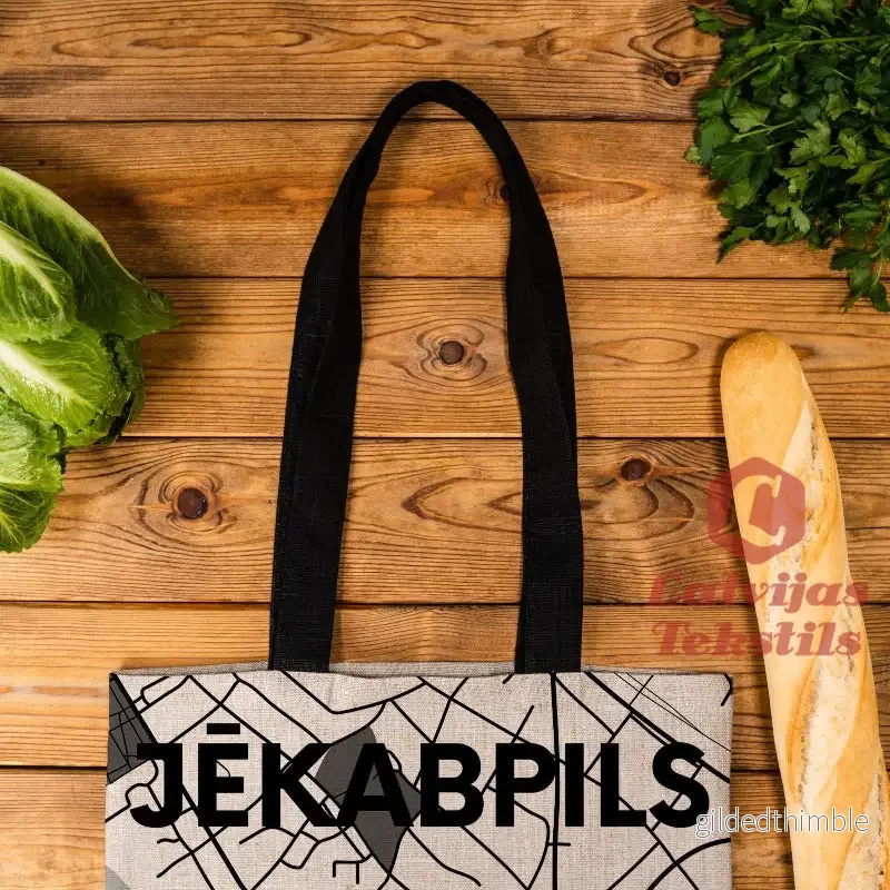 Pelēka lina auduma maisiņš "Jēkabpils" - Bild 2