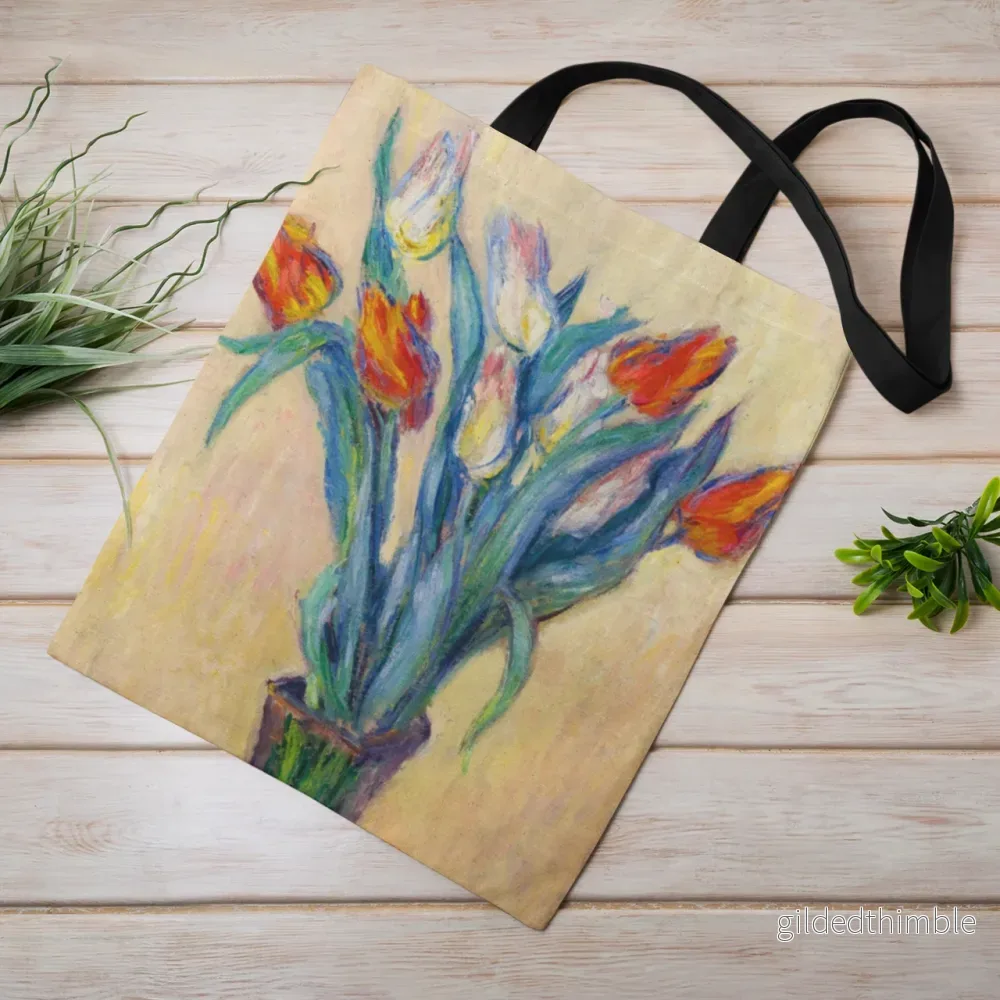 Lina vai kokvilnas auduma maisiņš «Vase Of Tulips» | Kolekcija «Claude Monet» Lina vai kokvilnas auduma maisiņš «Vase Of Tulips» | Kolekcija «Claude Monet»