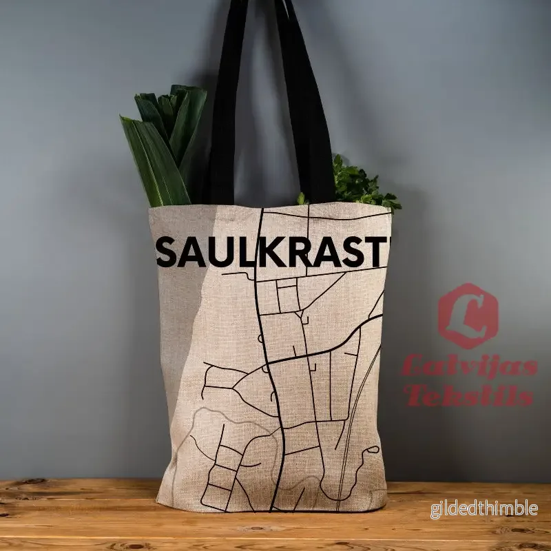 Pelēka lina auduma maisiņš "Saulkrasti"