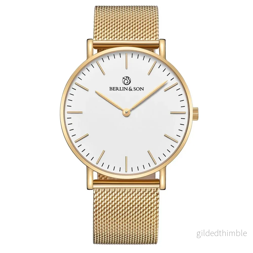 Berlin & Son – White & Gold Mesh 40mm Berlin & Son – White & Gold Mesh 40mm
