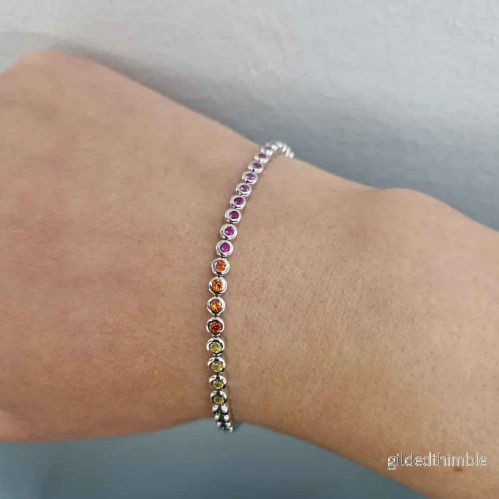 Tennisarmband rainbow silver