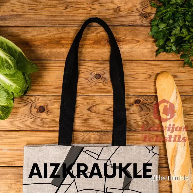 Pelēka lina auduma maisiņš "Aizkraukle" - Bild 2