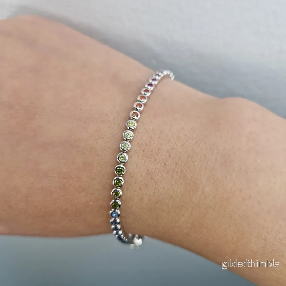 Tennisarmband rainbow silver - Bild 2