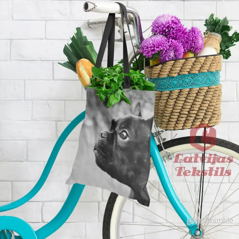 Lina vai kokvilnas auduma maisiņš «Franču buldogs» | Kolekcija «Melnbalts» - Bild 3