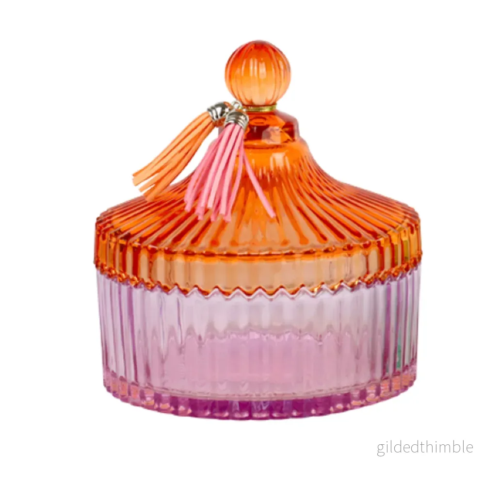 Glasburk med Lock – Orange & Rosa - Bild 2