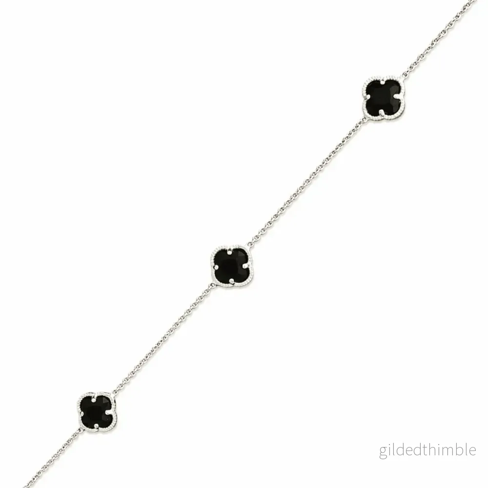 Armband svart klöver 17+3CM Armband svart klöver 17+3CM