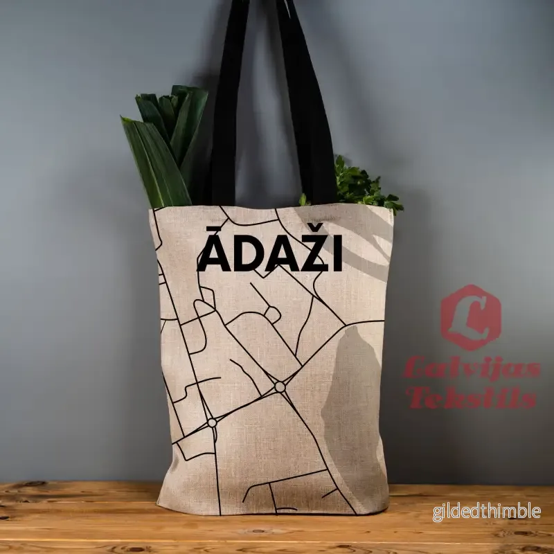 Pelēka lina auduma maisiņš ”Ādaži” Pelēka lina auduma maisiņš ”Ādaži”