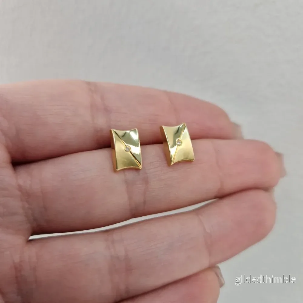 Rektangulära diamant örhängen 18k guld Rektangulära diamant örhängen 18k guld