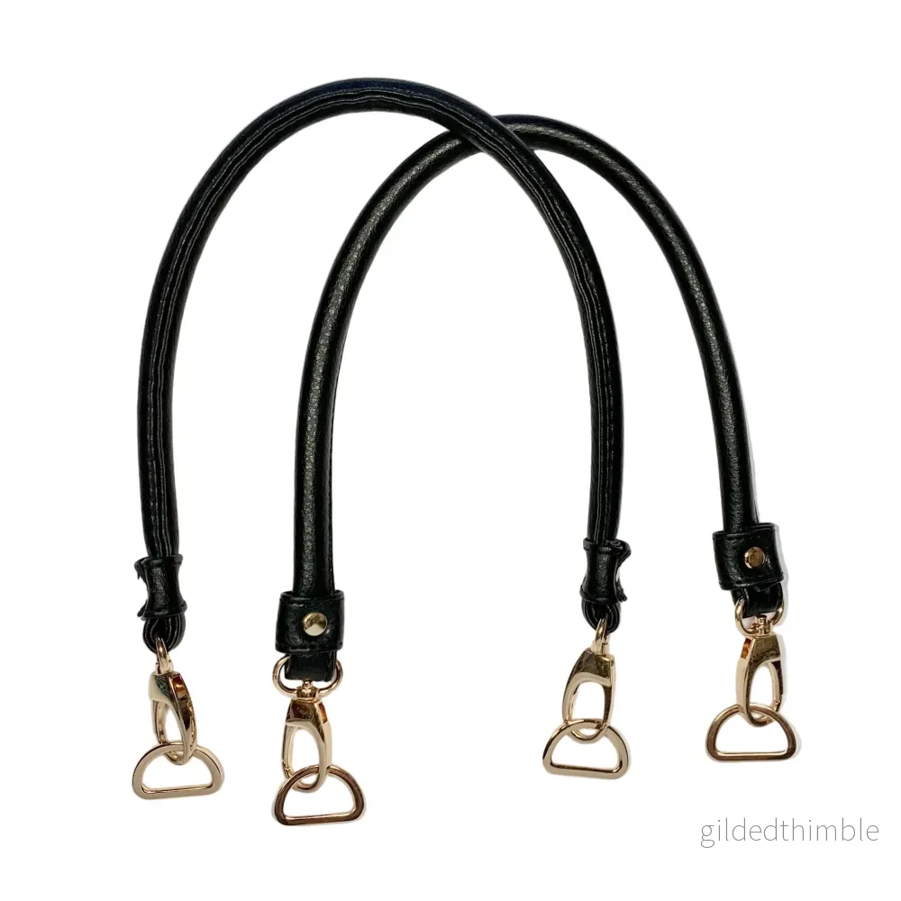 Väskhandtag Svarta 2-p. Guld karbinhake/D-ring Väskhandtag Svarta 2-p. Guld karbinhake/D-ring