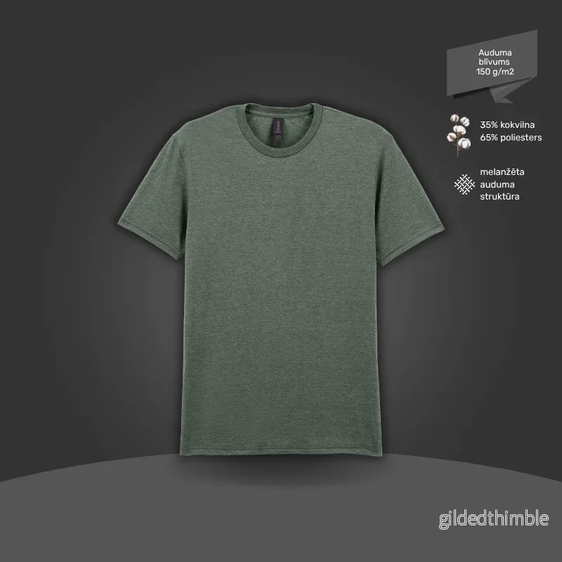 Pamata T-krekls | 150 g/m² | Militāri zaļš ar tekstūru Pamata T-krekls | 150 g/m² | Militāri zaļš ar tekstūru