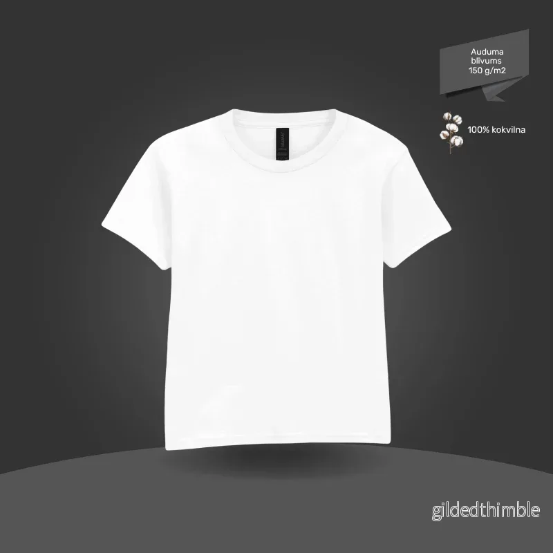 Bērnu T-krekls, pamata modelis | 150 g/m² | Balts