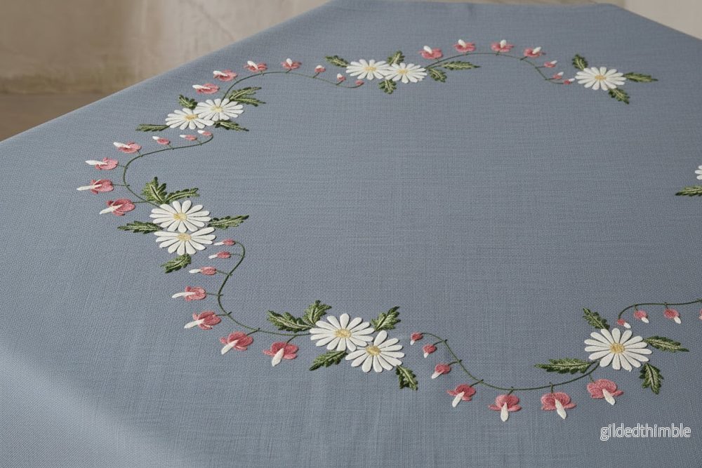 Förtryckt - blå sommarduk 90x90 Broderisats
