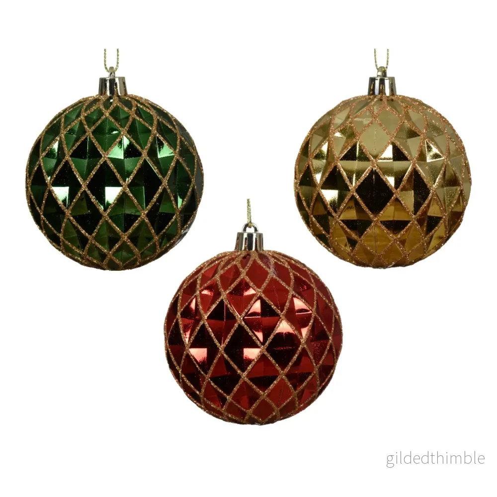 Julgranskulor Red, Green, Gold i plast - Bild 2