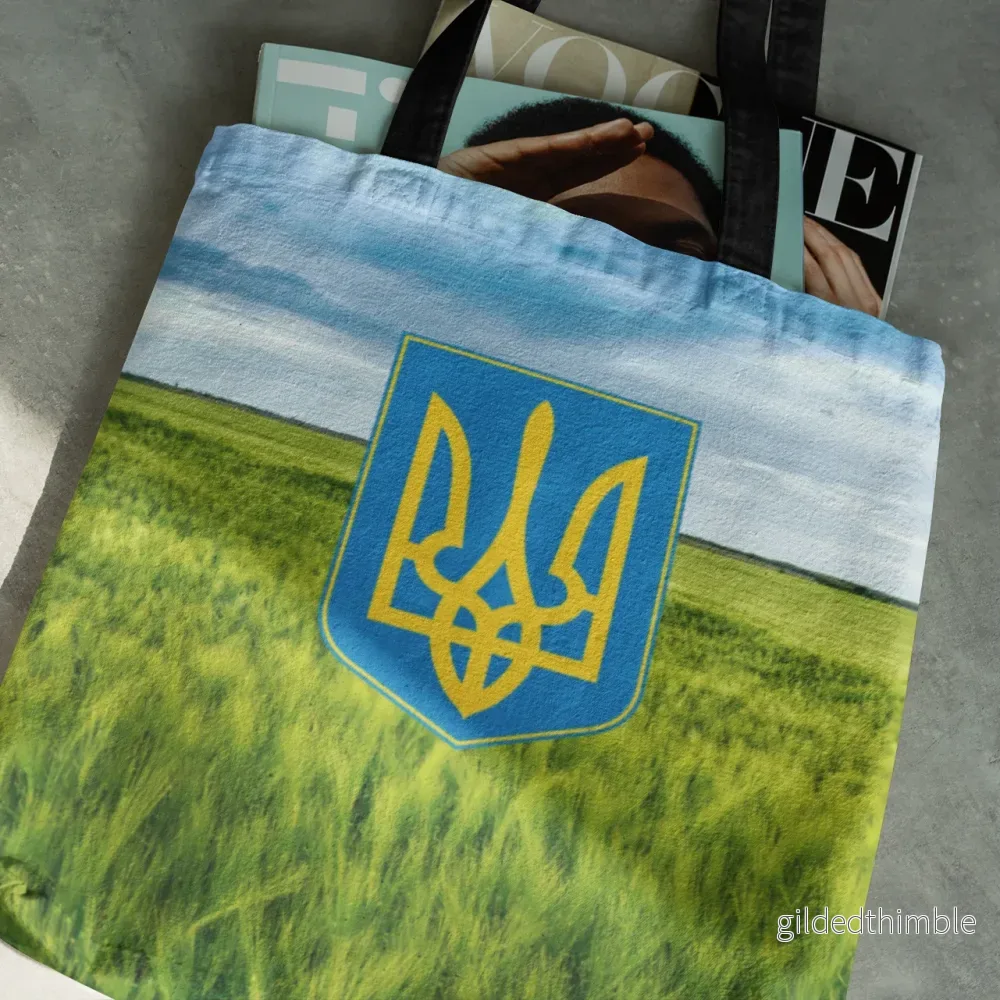 Lina vai kokvilnas auduma maisiņš «Ukrainas ģerbonis labības laukā» | kolekcija «Par Ukrainu» - Bild 2