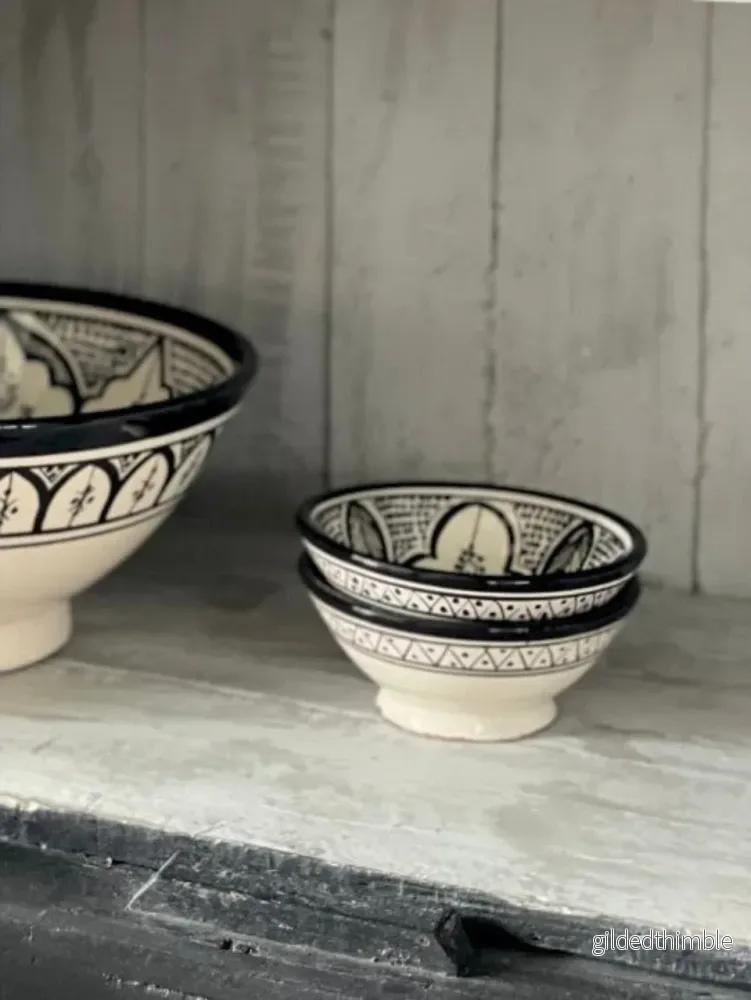 Marockansk handgjord keramikskål 'Safi' Black 12cm