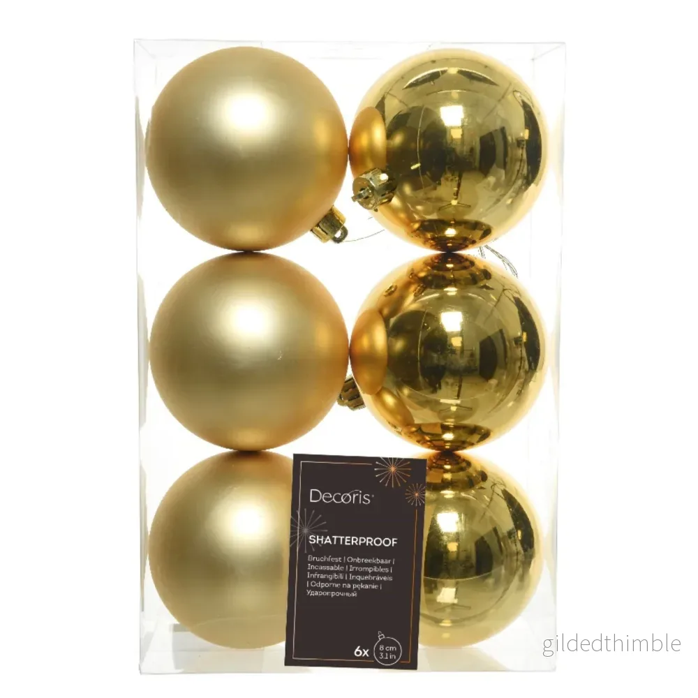 Julgranskulor Light Gold 6st, 8cm - Bild 2