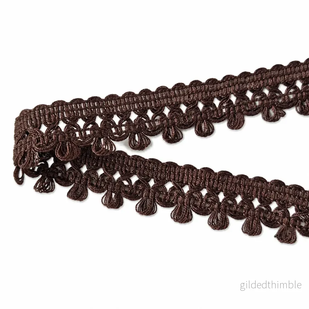 Passementband med öglefrans 20 mm – Mörkbrun Passementband med öglefrans 20 mm – Mörkbrun