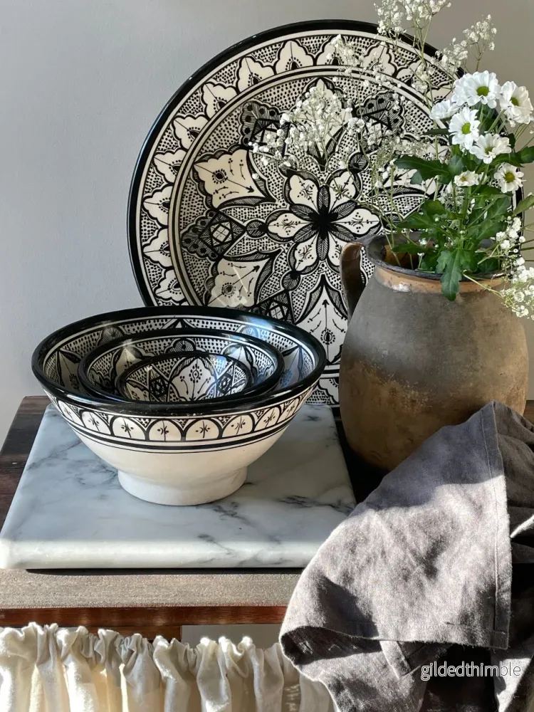 Marockanskt handgjort keramikfat 'Safi' Black 40cm - Bild 2