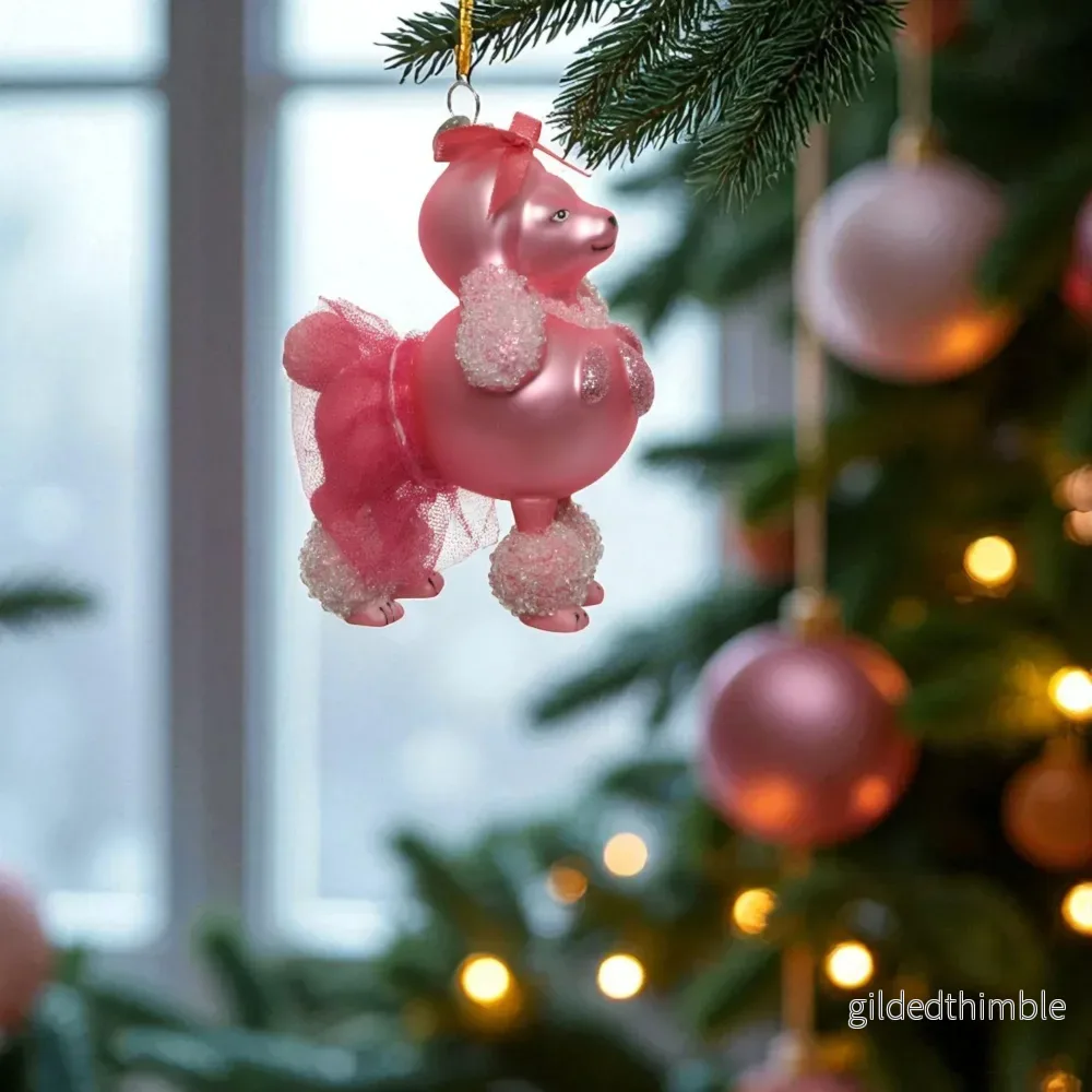 Julgransprydnad Pudel Lipstick Pink