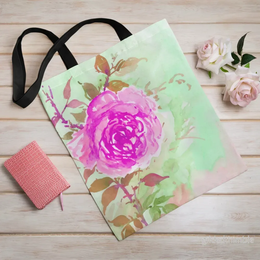 Lina vai kokvilnas auduma maisiņš «Violetā roze» | Kolekcija «Aquarello» Lina vai kokvilnas auduma maisiņš «Violetā roze» | Kolekcija «Aquarello»