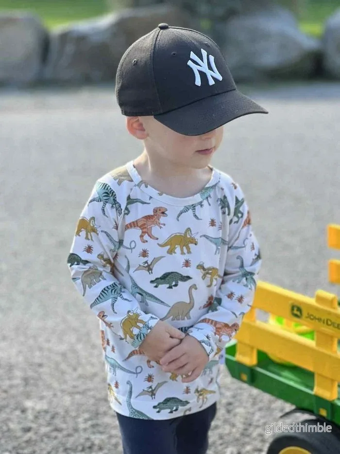 Tröja lång ärm barn, med dinosaurier stl 86-128, 1,5 till 8 år| ekologisk bomull - Bild 2