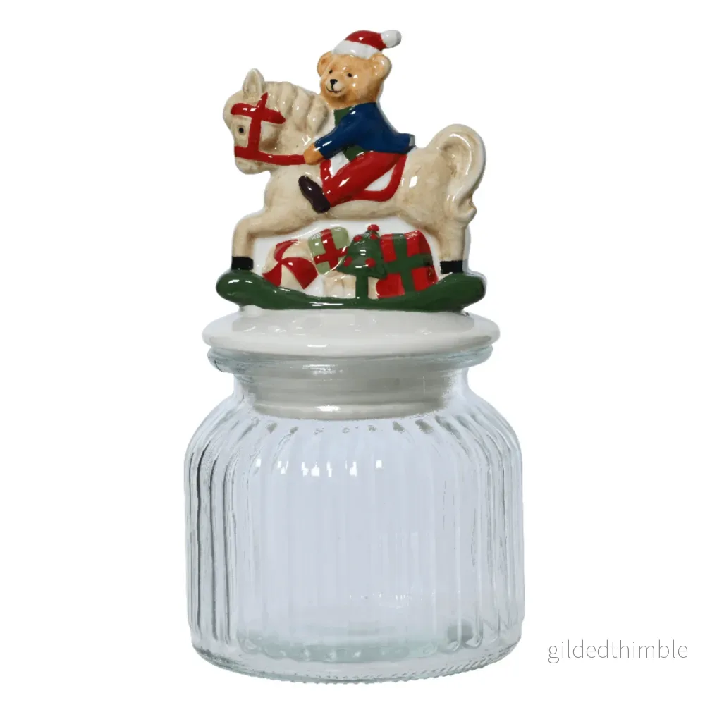 Förvaringsburk Nalle på gunghäst i glas - Bild 2