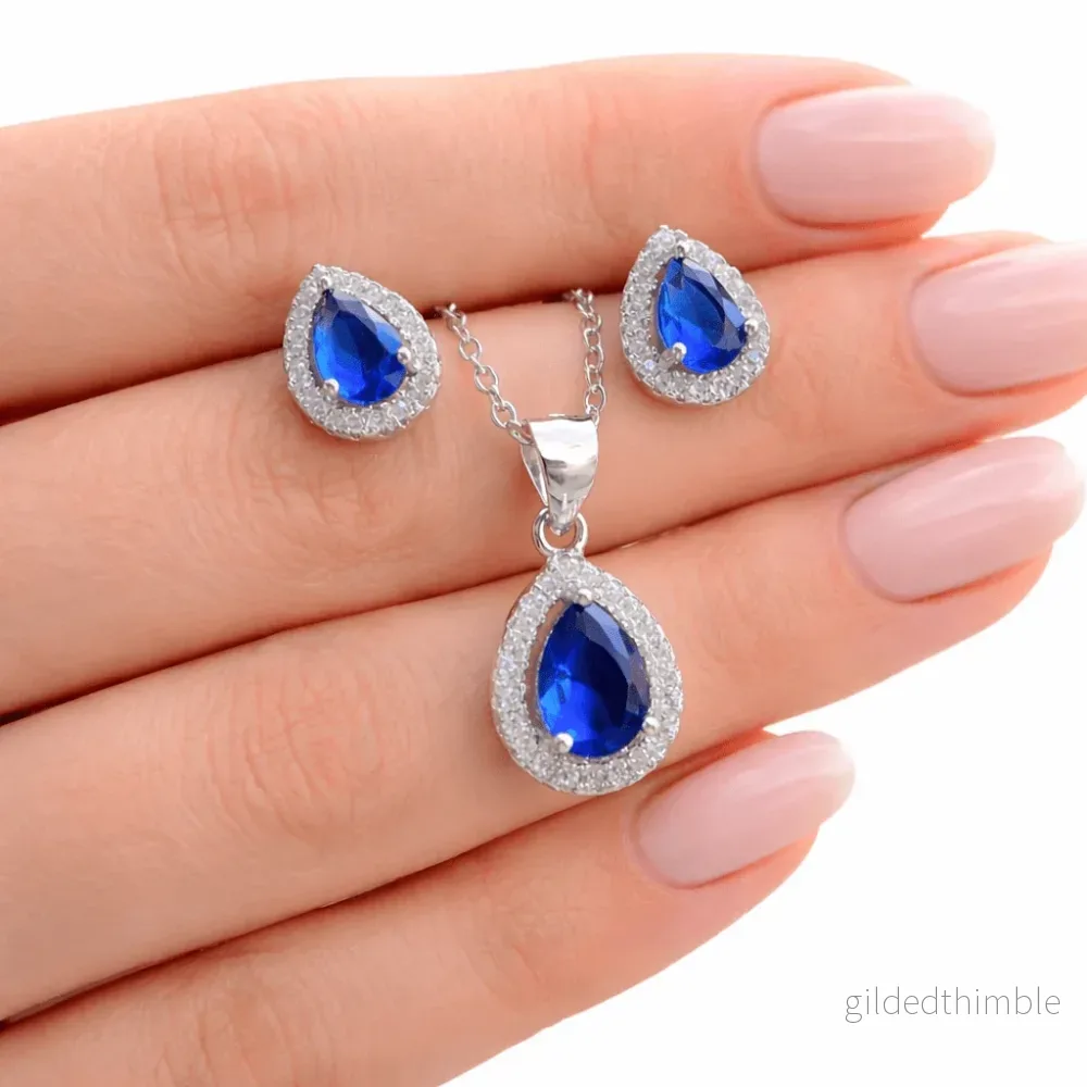 Carmose SET – Blå Silver 925 med Zirconia stenar