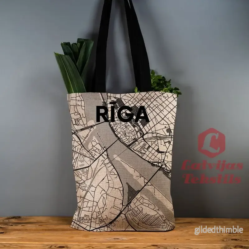 Pelēka lina auduma maisiņš "Rīga"