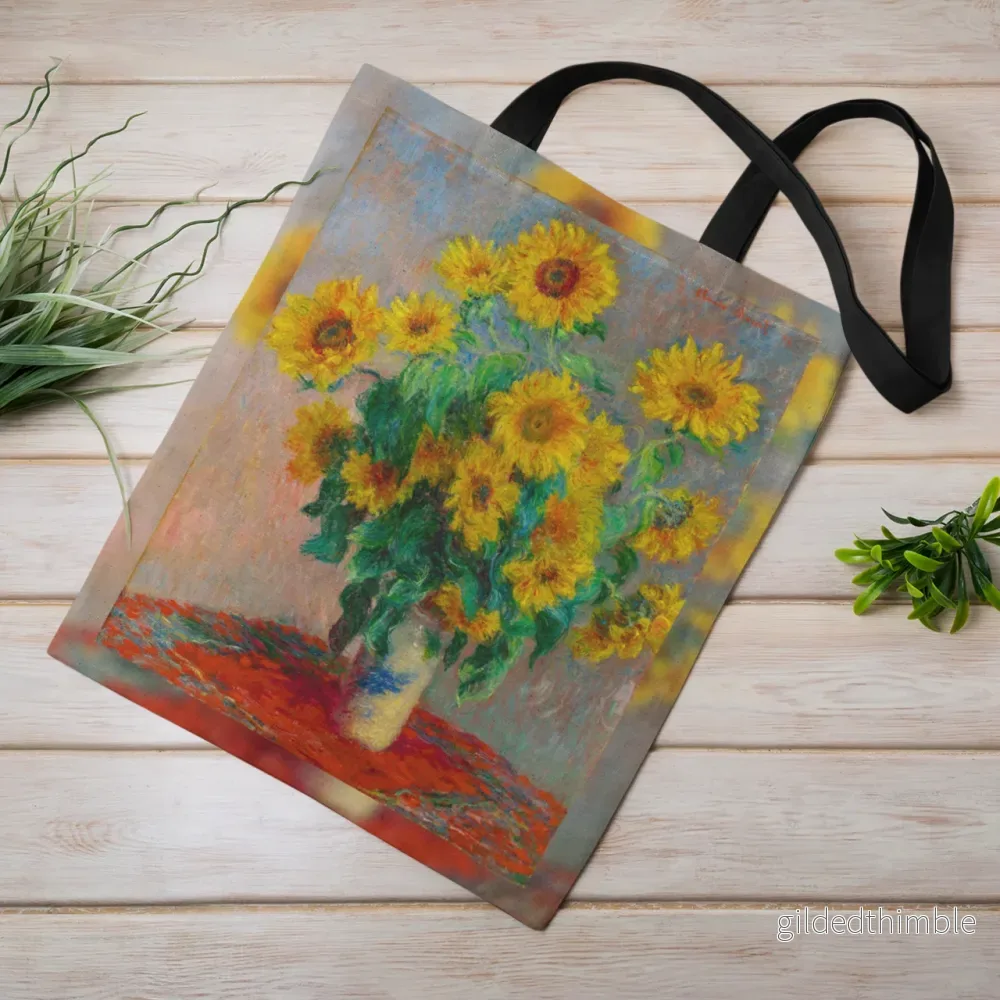 Lina vai kokvilnas auduma maisiņš «Bouquet of Sunflowers» | Kolekcija «Claude Monet» Lina vai kokvilnas auduma maisiņš «Bouquet of Sunflowers» | Kolekcija «Claude Monet»