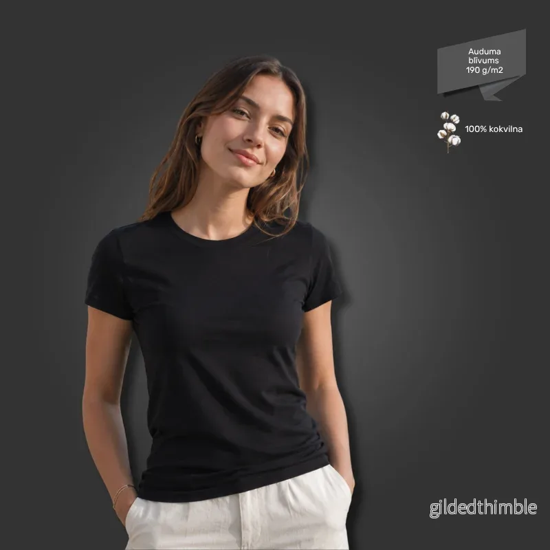 Sieviešu T-krekls – klasiskais | 190 g/m² | Melns