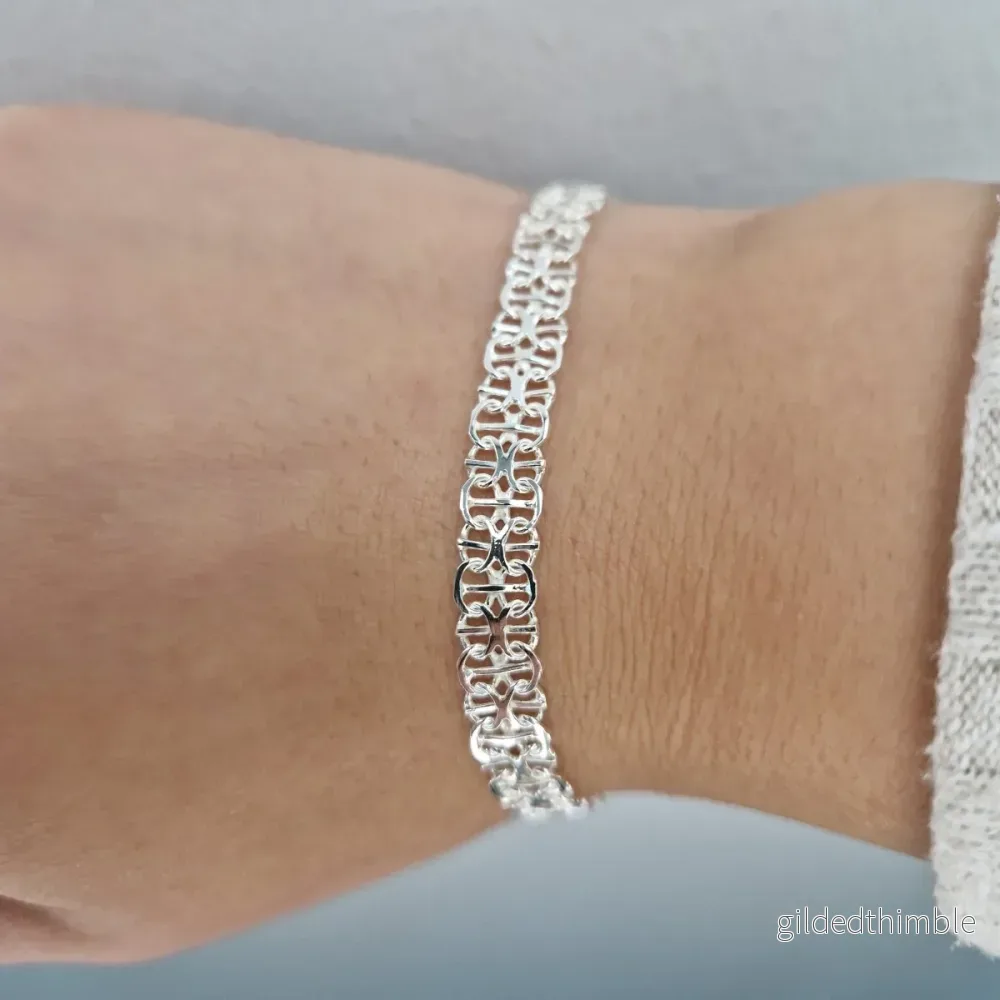 Stav x-länk armband i silver