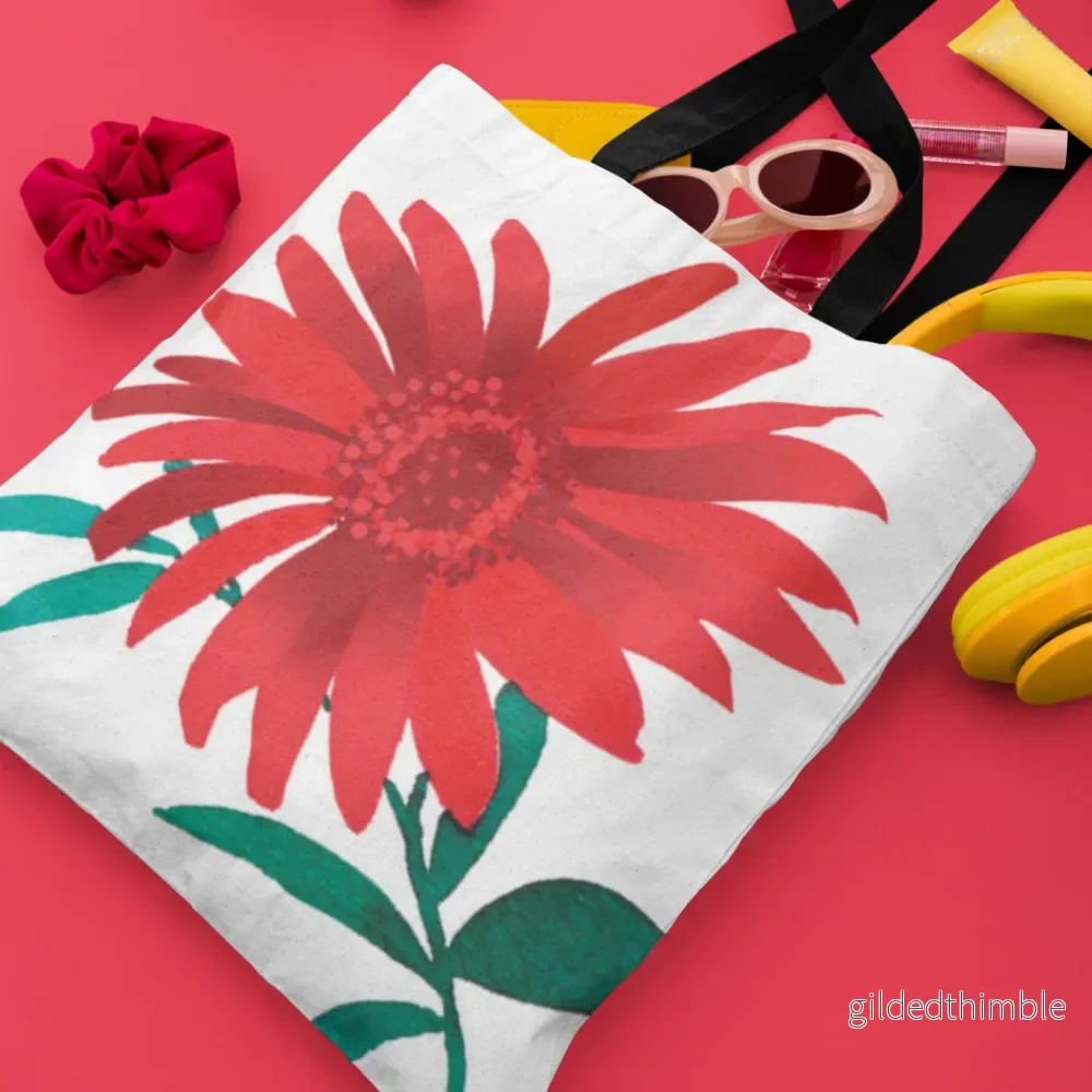 Lina vai kokvilnas auduma maisiņš «Sarkanā gerbera» | Kolekcija «Aquarello» - Bild 3
