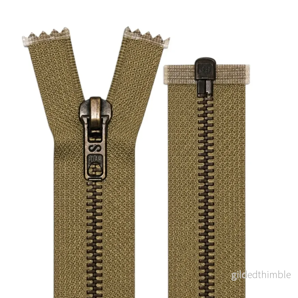 Blixtlås i metall  delbar 6mm  Khaki