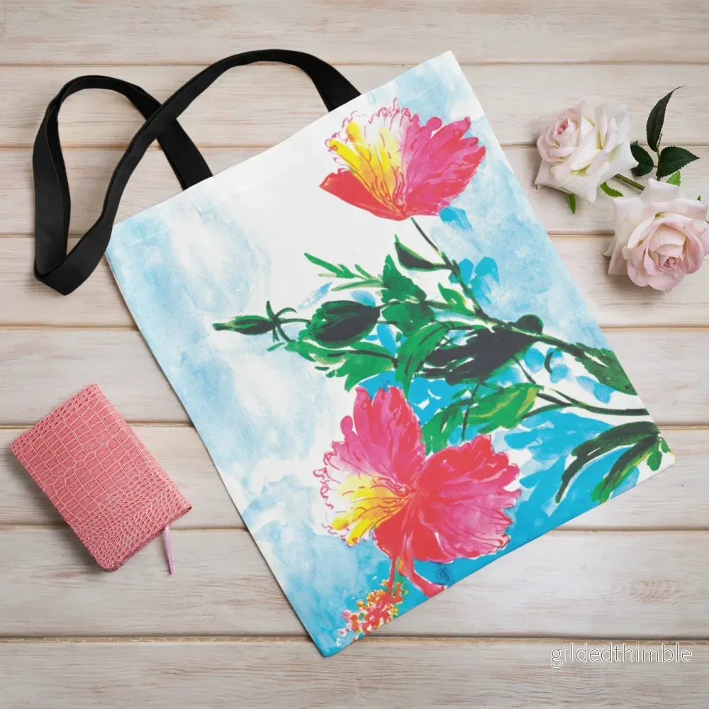 Lina vai kokvilnas auduma maisiņš «Izteiksmīgi ziedi» | Kolekcija «Aquarello»