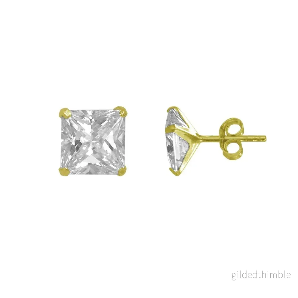 Fyrkantiga örhänge cubic zirconia 18k guld - Bild 3