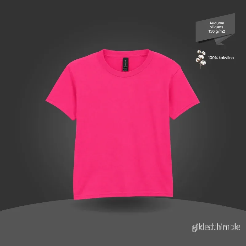 Bērnu T-krekls, pamata modelis | 150 g/m² | Koši rozā