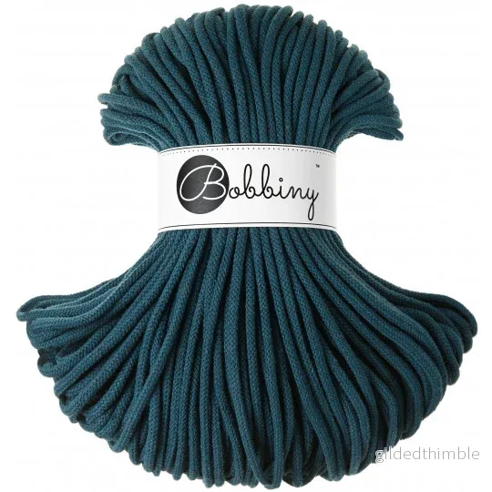PEACOCK BLUE Premium 5 mm. mjukt bomullssnöre PEACOCK BLUE Premium 5 mm. mjukt bomullssnöre