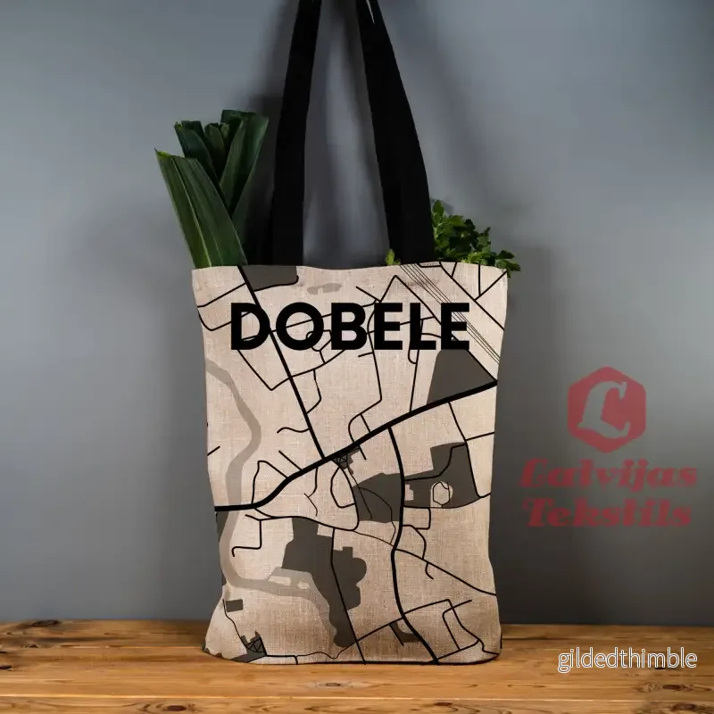 Pelēka lina auduma maisiņš ”Dobele”