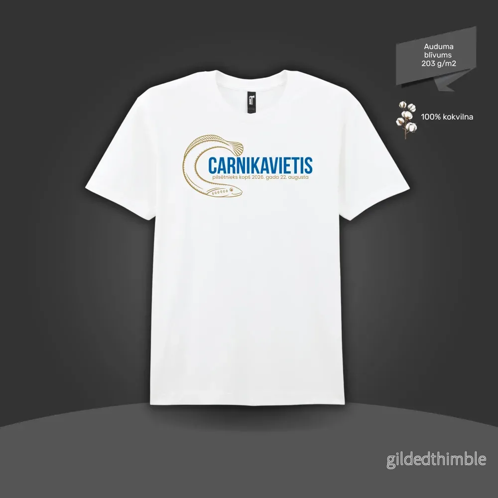 Kokvilnas T-krekls ”Carnikavietis – pilsētnieks kopš 2026” | 4 krāsas