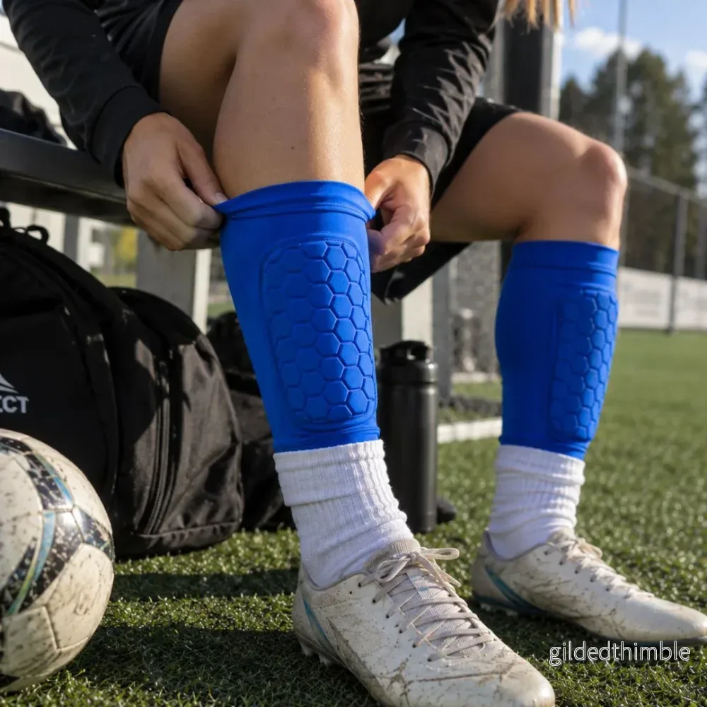Benskydd för skidåkning och fotboll med EVA-polstring - Bild 3