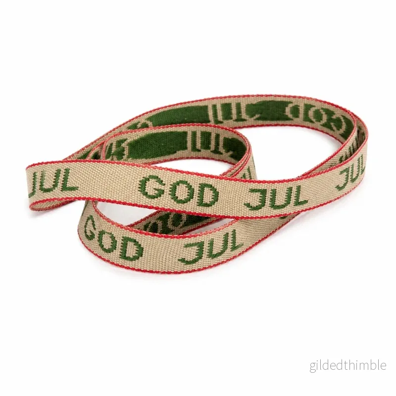 Julband ”God Jul” 11 mm – Vävt Bomullsband 🎄 Julband ”God Jul” 11 mm – Vävt Bomullsband 🎄