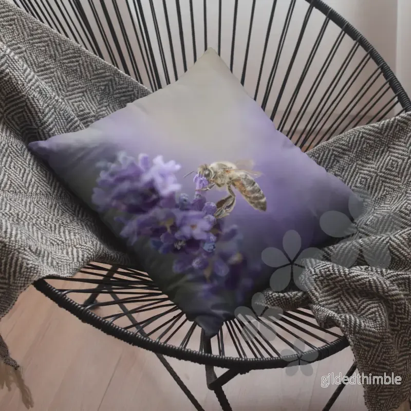 Dekoratīvais spilvens | kolekcija «Lavandu zeme» | «Lavanda un bite» - Bild 3