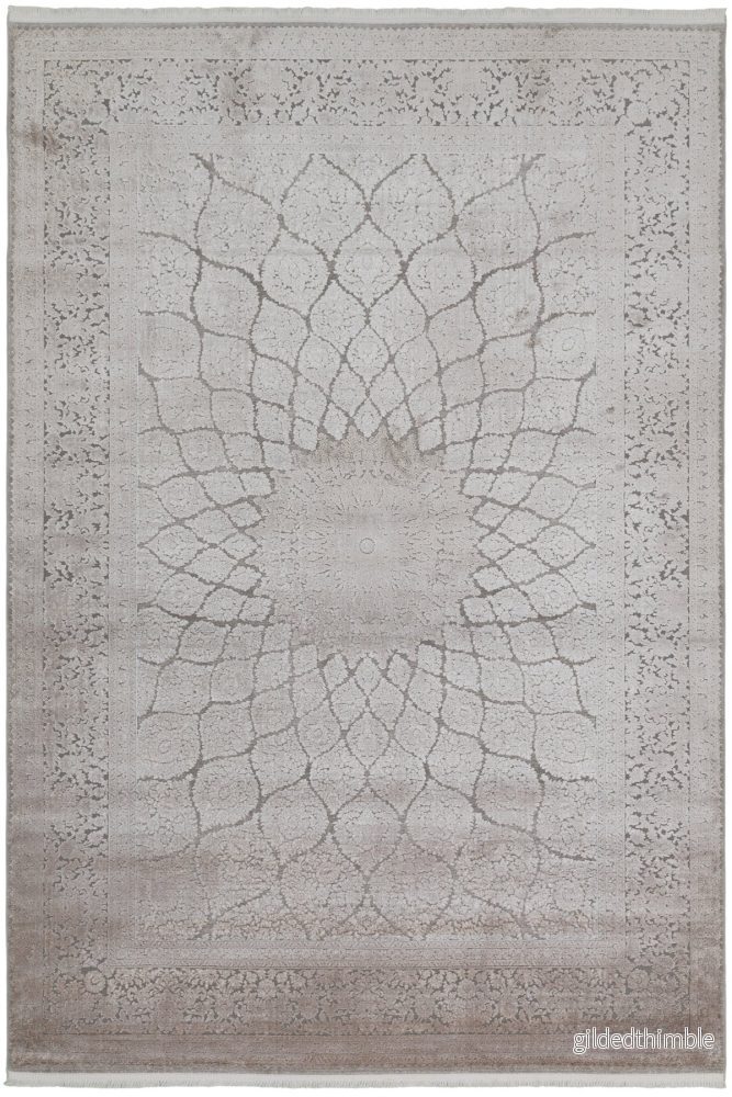 Nazenin 1943 Ljusbrun och Beige matta – En blommande symfoni i dämpade toner [200×300]