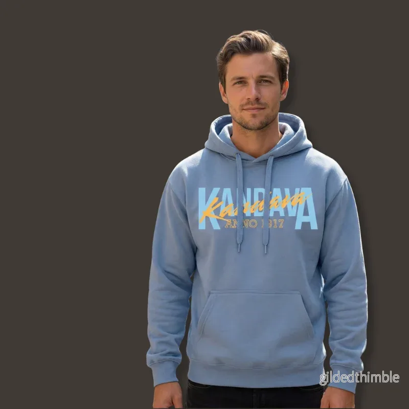Hūdijs ar apdruku "Kandava. Anno 1917." | Pelēcīgi zils (Stone blue) - Bild 2