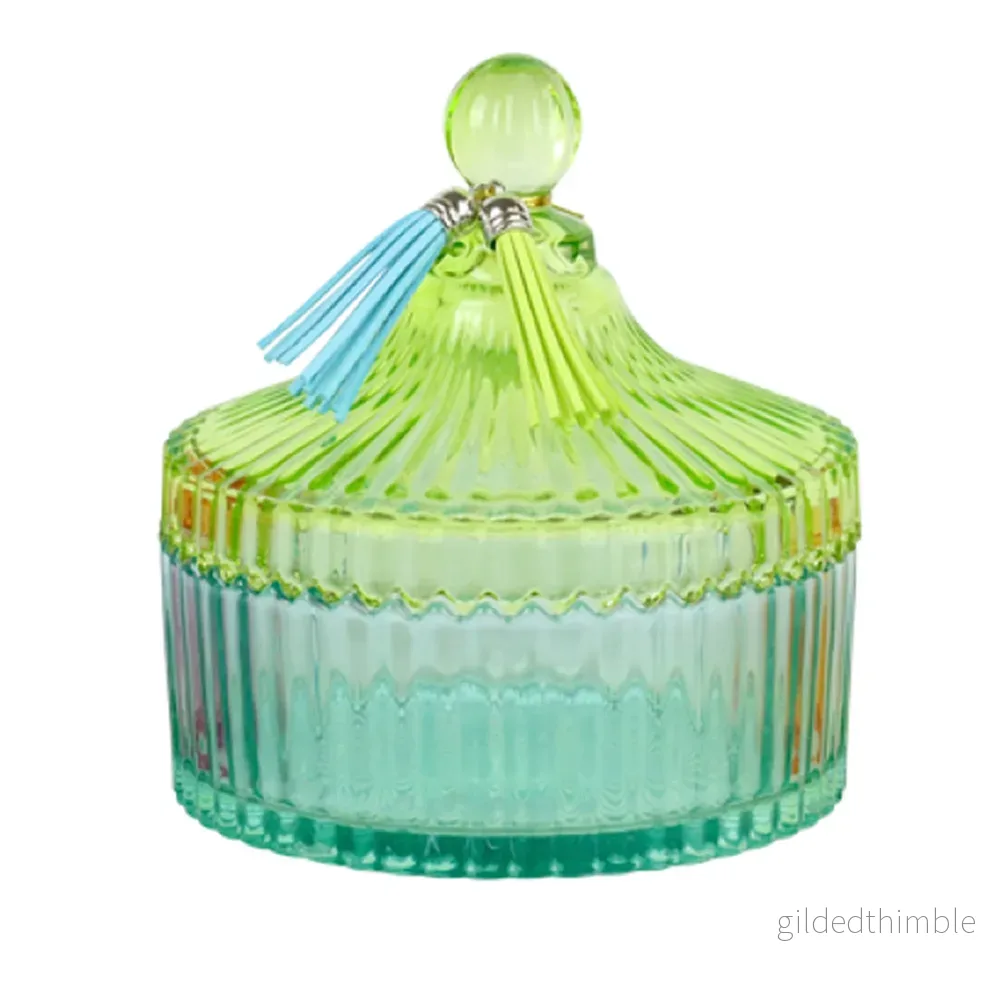 Glasburk med Lock – Turkos & Ljusgrön - Bild 2
